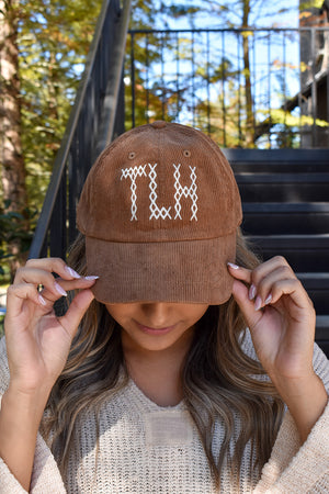 TLH Cross Stitched Corduroy Hat Brown