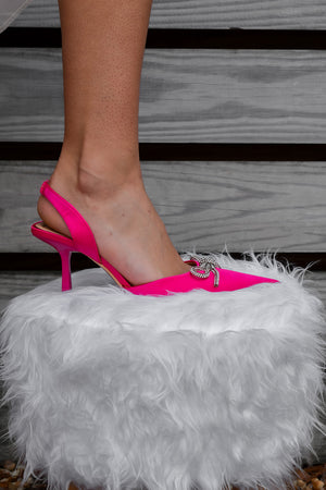 Talk Sweetly Hot Pink Rhinestone Heels | Side View