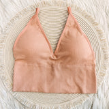 Adelaide Seamless Ribbed Bralette Dusty Coral | Front View
