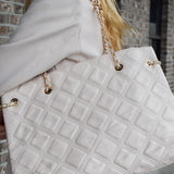 Delilah Quilted Tote Cream