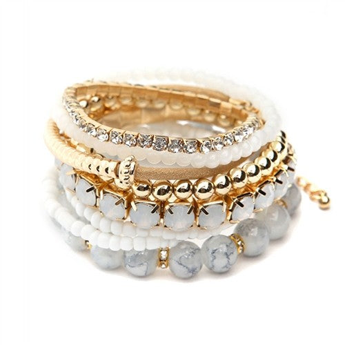 Multi-Layer Bead Stretch Bracelets | Natural