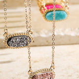 Drusy Accented Short Pendant Necklace