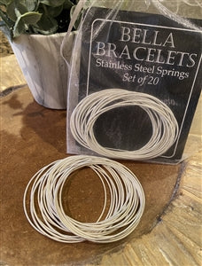 Bella Bracelets Platinum Silver Set of 20 Stainless Steel Bracelets