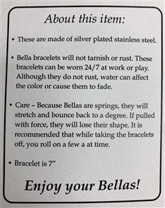 Bella Bracelets Platinum Silver Set of 20 Stainless Steel Bracelets
