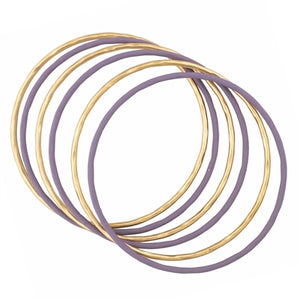 Color Coated and Metal Gold Bangles Set of 6 | Lavender