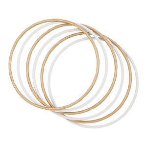Color Coated and Metal Gold Bangles Set of 6 | White
