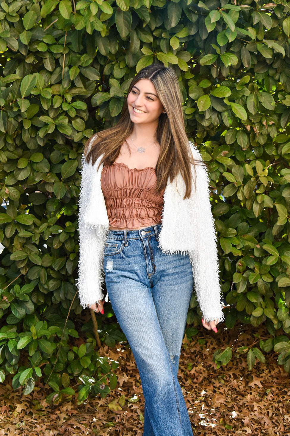 Luxe Moment Feather Cropped Cardigan