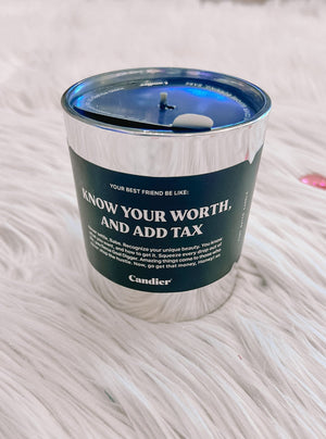 Know Your Worth Candle | Front View