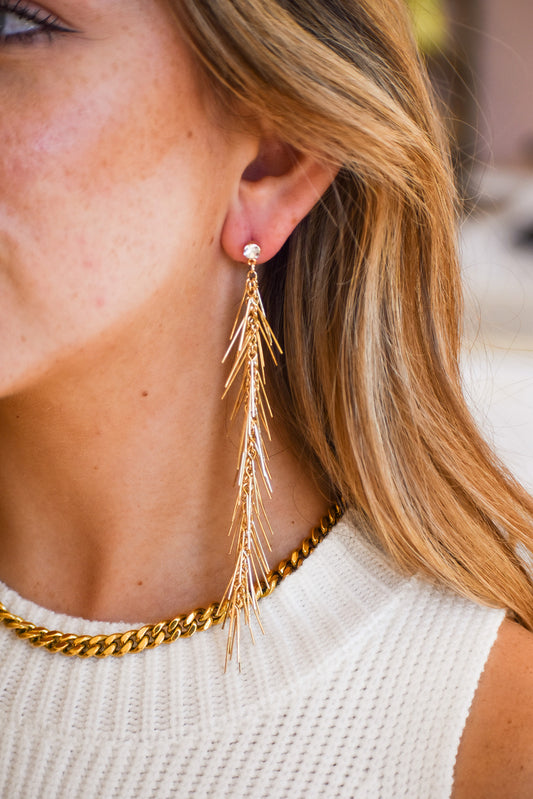 Pine Leaf Drop Earrings