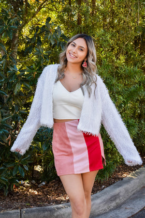 Luxe Moment Feather Cropped Cardigan