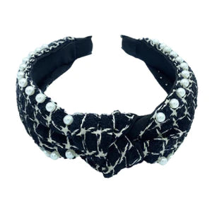It Girl Pearl Headband - Black | Front View