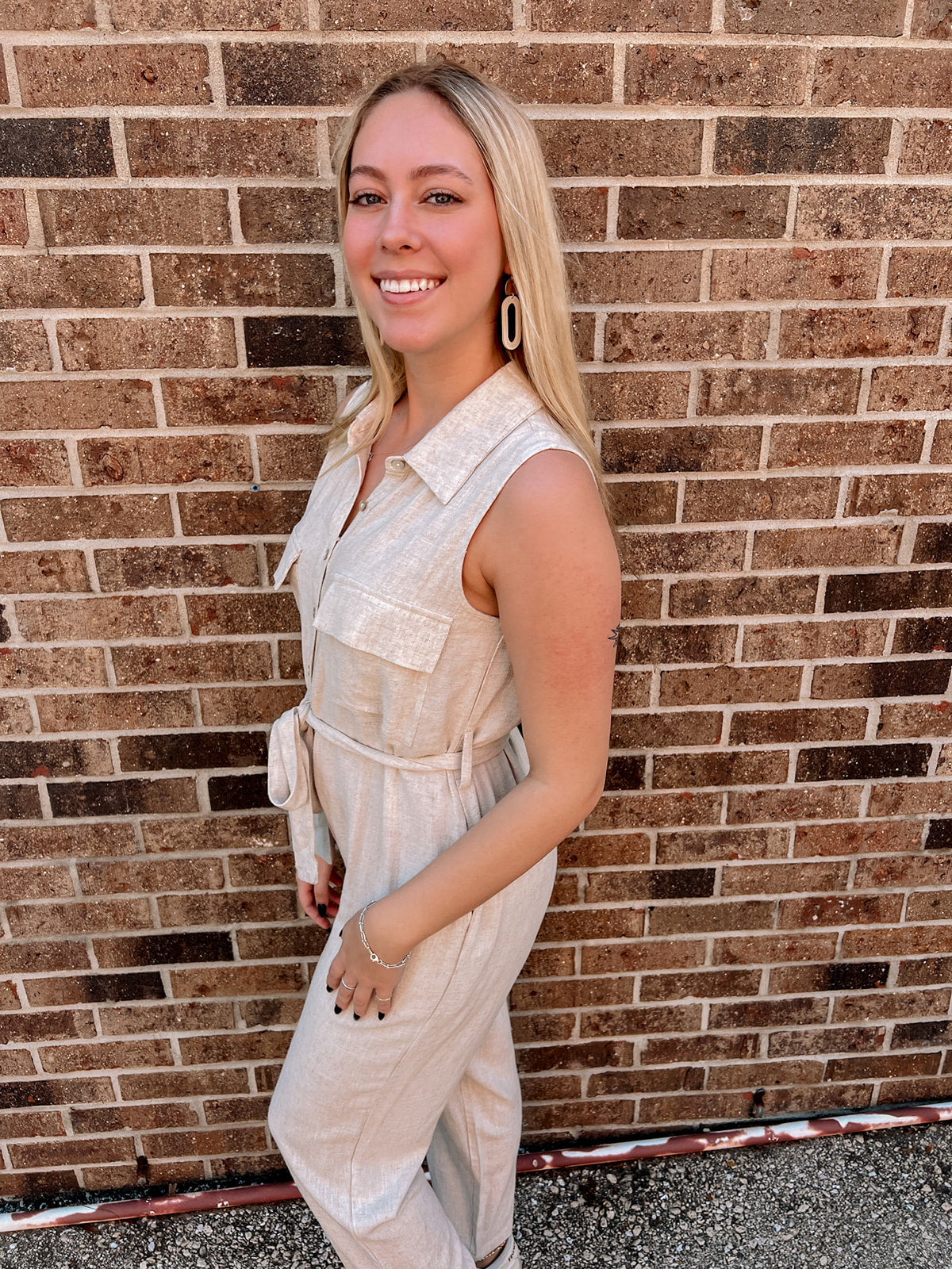 Sandy Seaside Collared Jumpsuit | Side View
