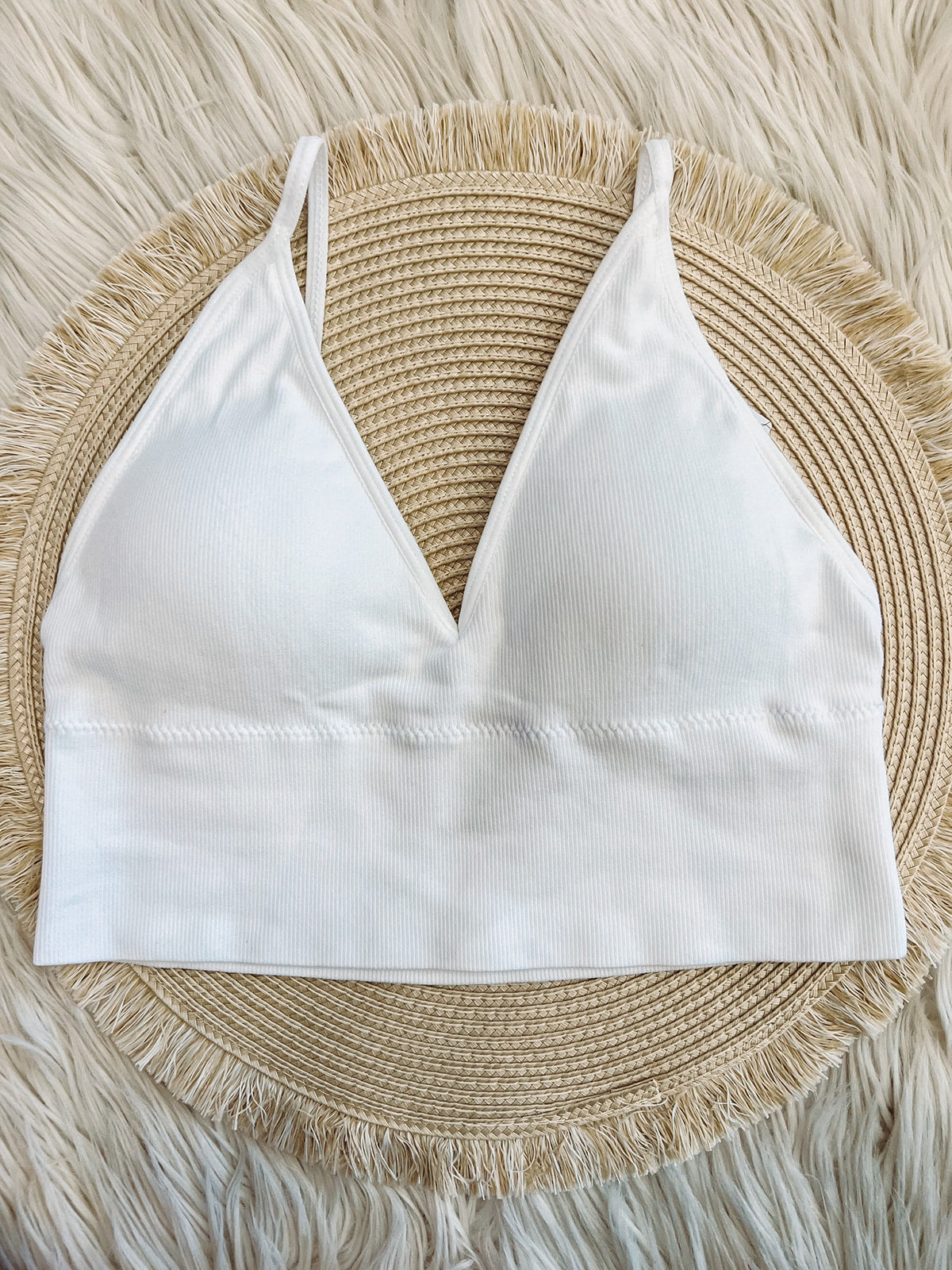 Adelaide Seamless Ribbed Bralette White | Front View