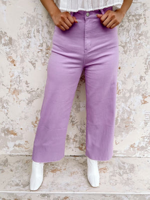 Simply Polished Wide Leg Denim- Lavender