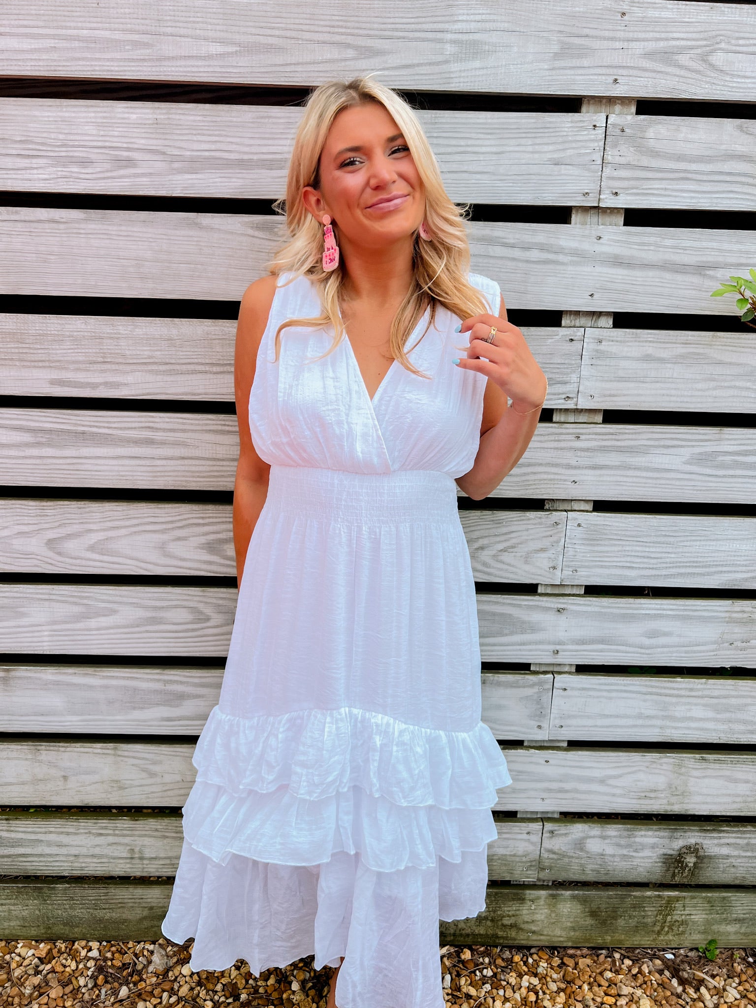 Around We Go Midi Tiered Dress | Front View
