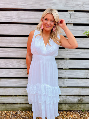 Around We Go Midi Tiered Dress | Front View
