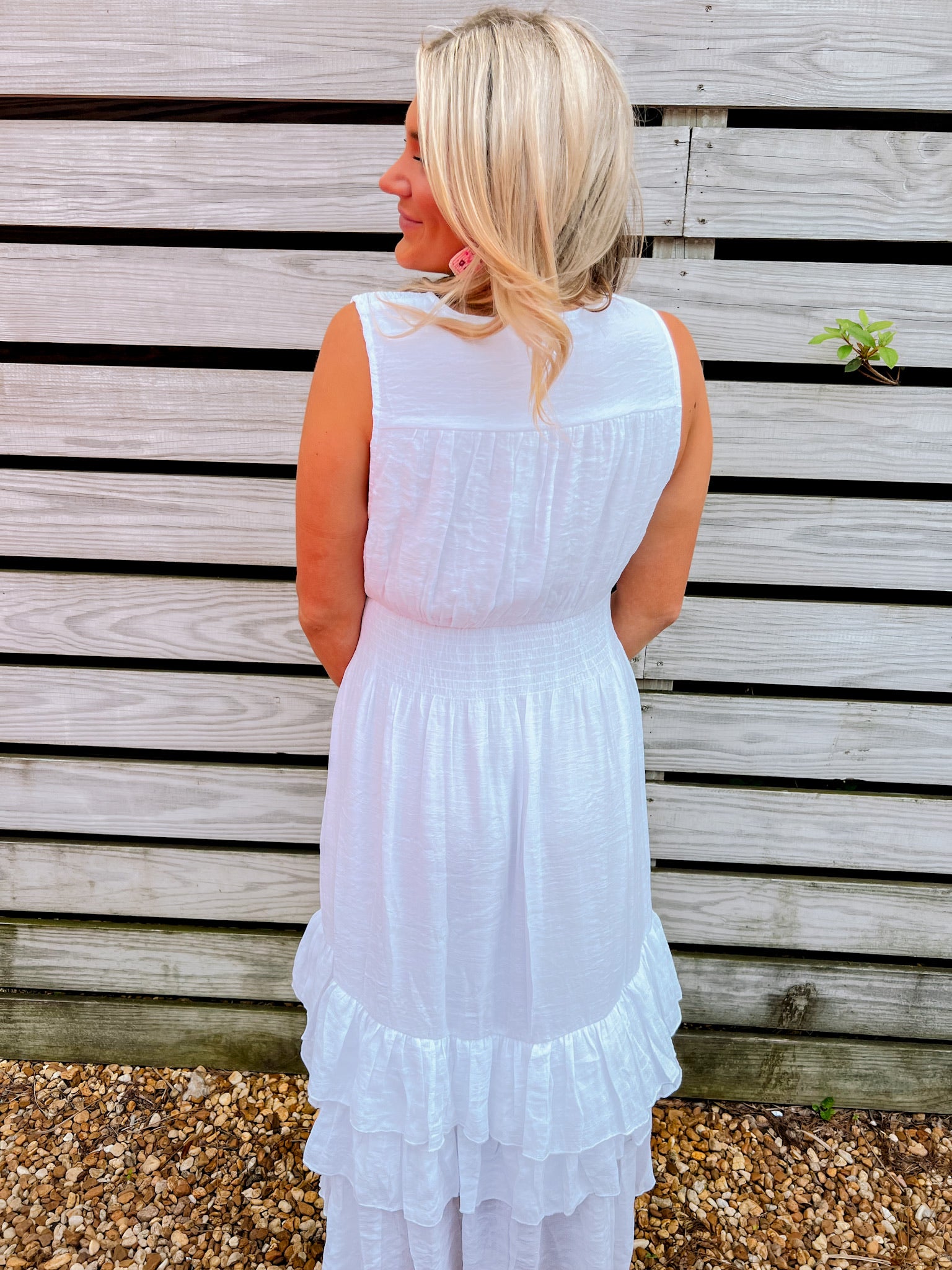 Around We Go Midi Tiered Dress | Back View