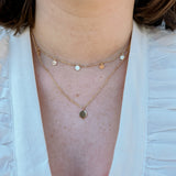Dainty Chain Layered Coin Station Necklace | Front View