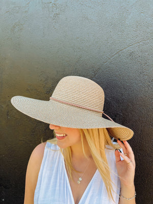 Straw Floppy Sun Hat-Natural | Side View