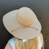 Straw Floppy Sun Hat-Natural | Top View
