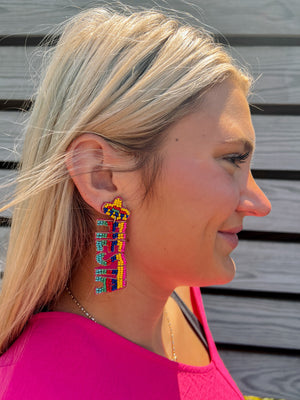 Fiesta Seed Beaded Earrings | Front View