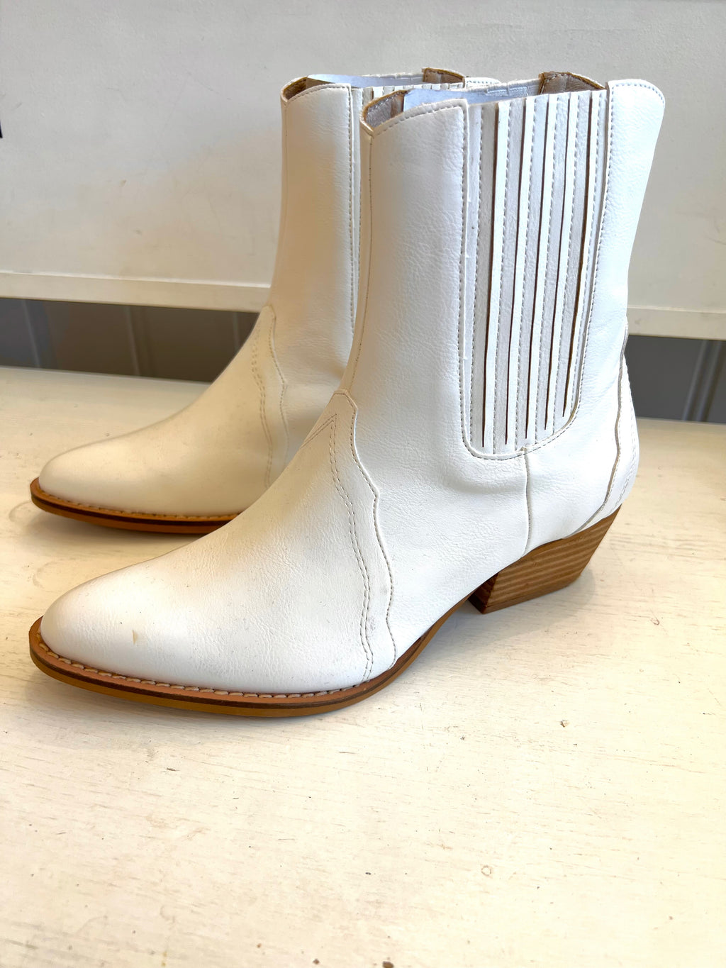Huda White High Ankle Booties