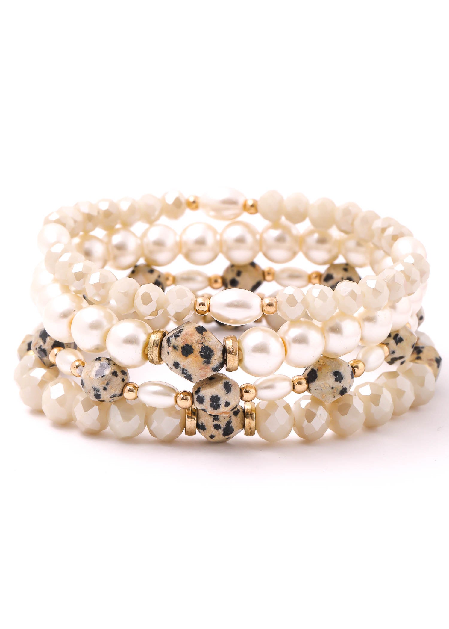 Eva Ball Beaded Pearl Bracelet Set