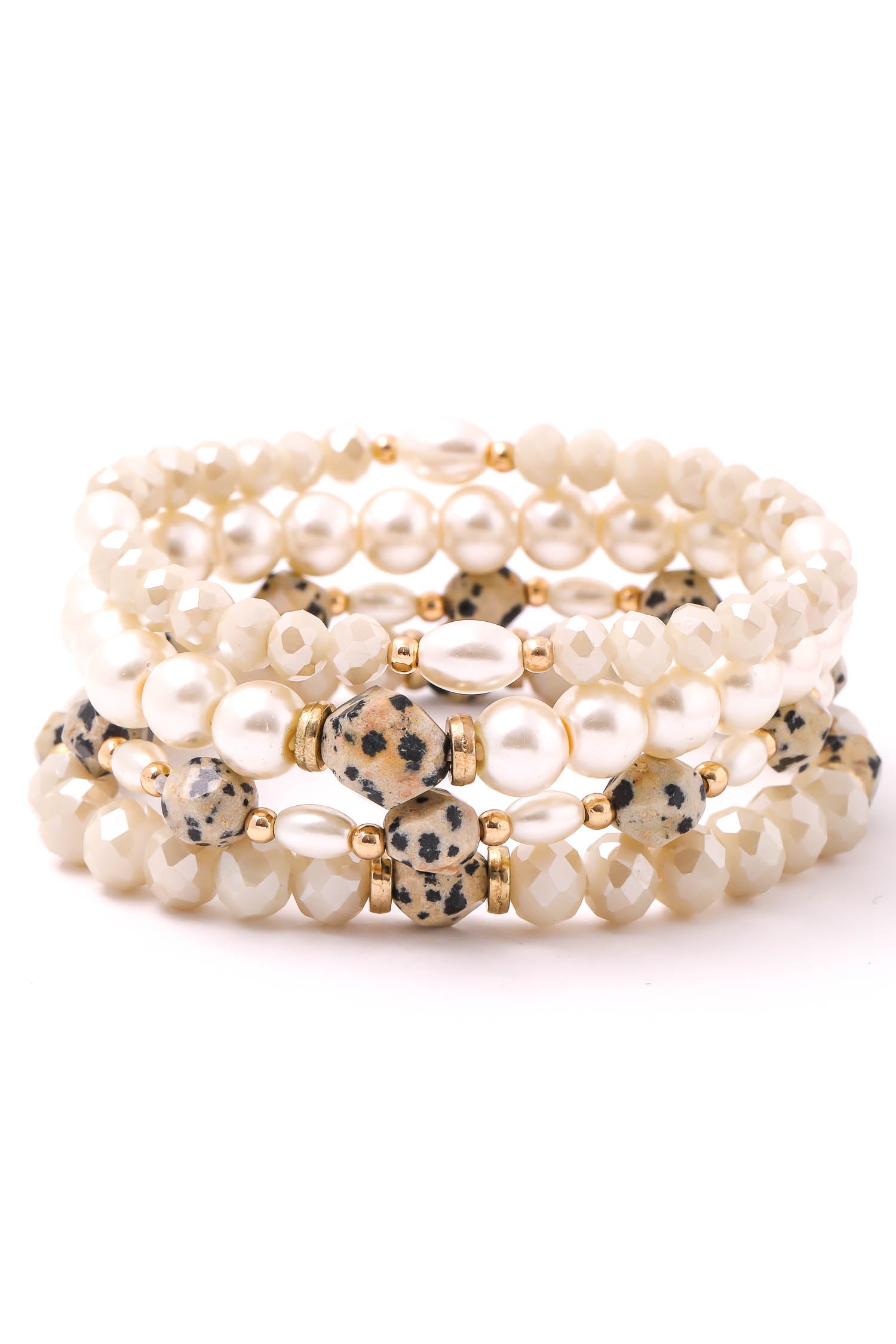 Eva Ball Beaded Pearl Bracelet Set