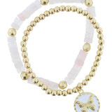Rose Quartz Gold Beaded Butterfly Bracelet Set