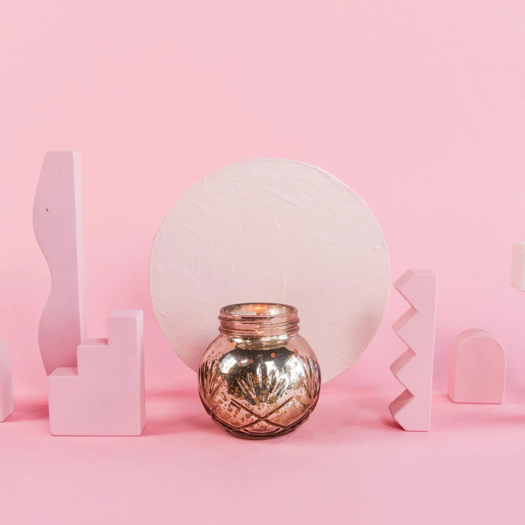 Sweet Grace Blush-Toned Mercury Glass Candle