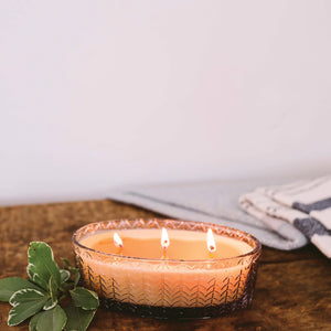 Sweet Grace Chevron Oval Glass Candle