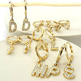 Aza Rhinestone Initial Hoop Earrings - The Pink Pineapple 850