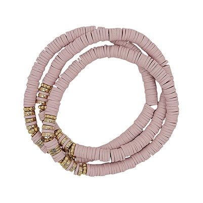 Blush Rubber and Gold Set of Three Stretch Bracelets - The Pink Pineapple 850