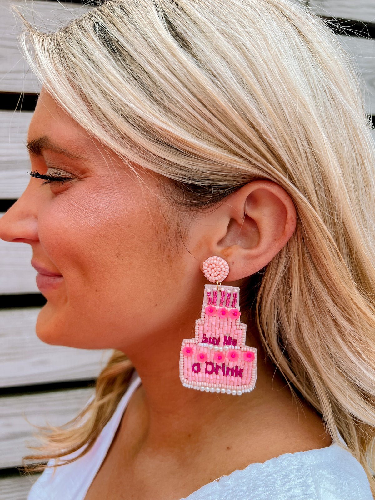 Buy Me A Drink Birthday Seed Beaded Earrings - The Pink Pineapple 850