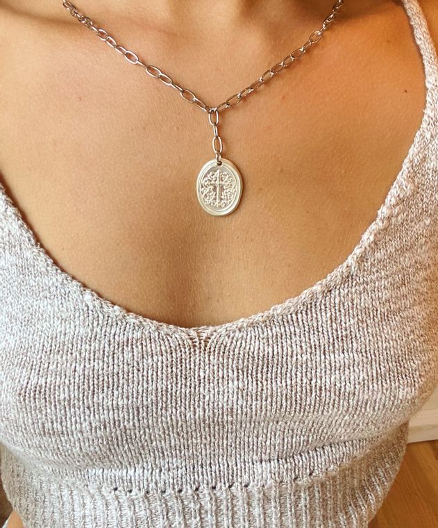 Chunky Cross Coin Pendant - The Pink Pineapple 850