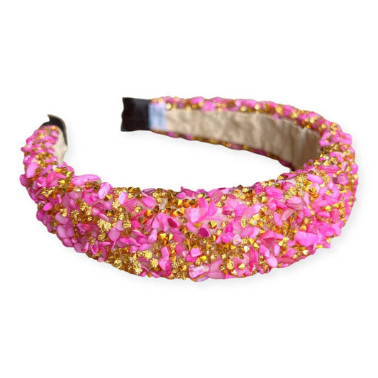 All That Glitters Headband - Hot Pink + Gold