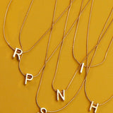 Delicate Snake Chain Initial Pendant Necklace - The Pink Pineapple 850