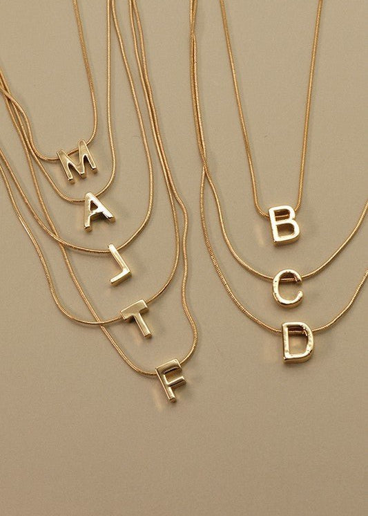 Delicate Snake Chain Initial Pendant Necklace - The Pink Pineapple 850