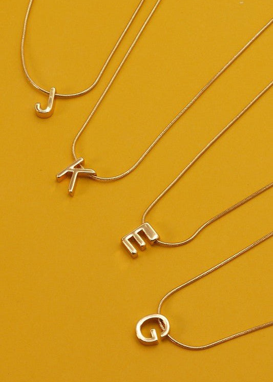 Delicate Snake Chain Initial Pendant Necklace - The Pink Pineapple 850