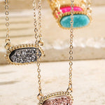 Drusy Accented Short Pendant Necklace - The Pink Pineapple 850