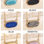 Drusy Accented Short Pendant Necklace - The Pink Pineapple 850