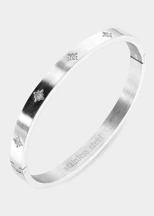 Embellished Steel Bangle Evening Bracelet - The Pink Pineapple 850