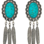 Navajo Stone Feather Drop Earrings