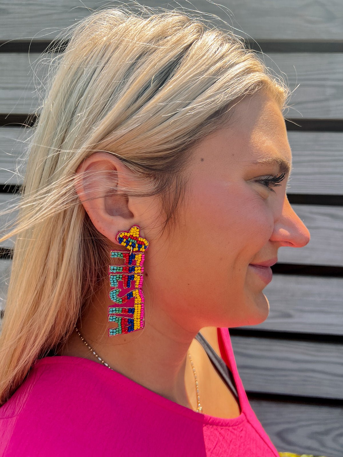 Fiesta Seed Beaded Earrings - The Pink Pineapple 850