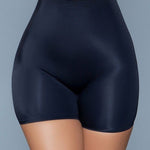 {FINAL SALE} Seamless Mid - Waist & Anti - Chafing Slip Shorts - Black - The Pink Pineapple 850