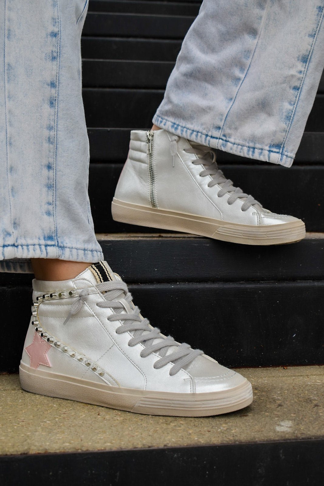 {FINAL SALE} Shu Shop Riri Studded High Top Sneaker - The Pink Pineapple 850