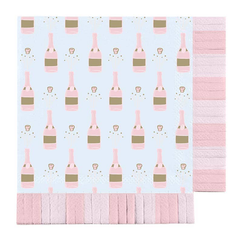 Fringe Napkins - Champagne Bottle Pattern - The Pink Pineapple 850