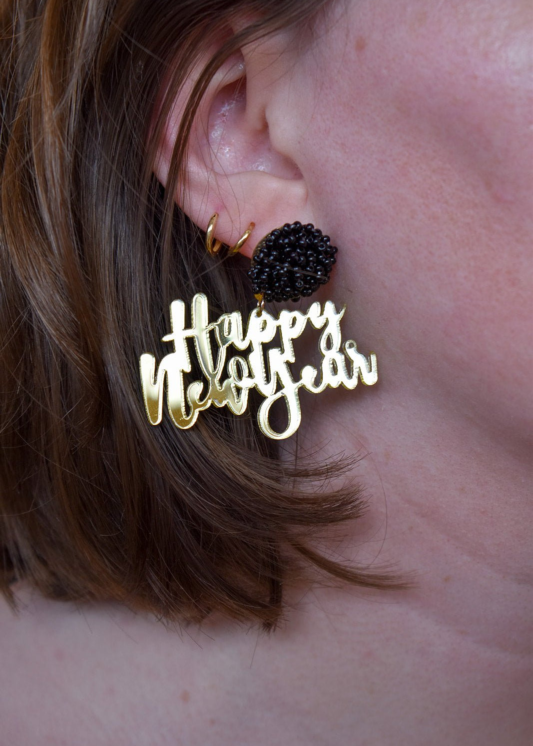 Happy New Year Resin Drop Earrings - The Pink Pineapple 850