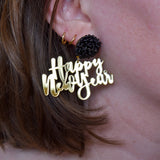 Happy New Year Resin Drop Earrings - The Pink Pineapple 850