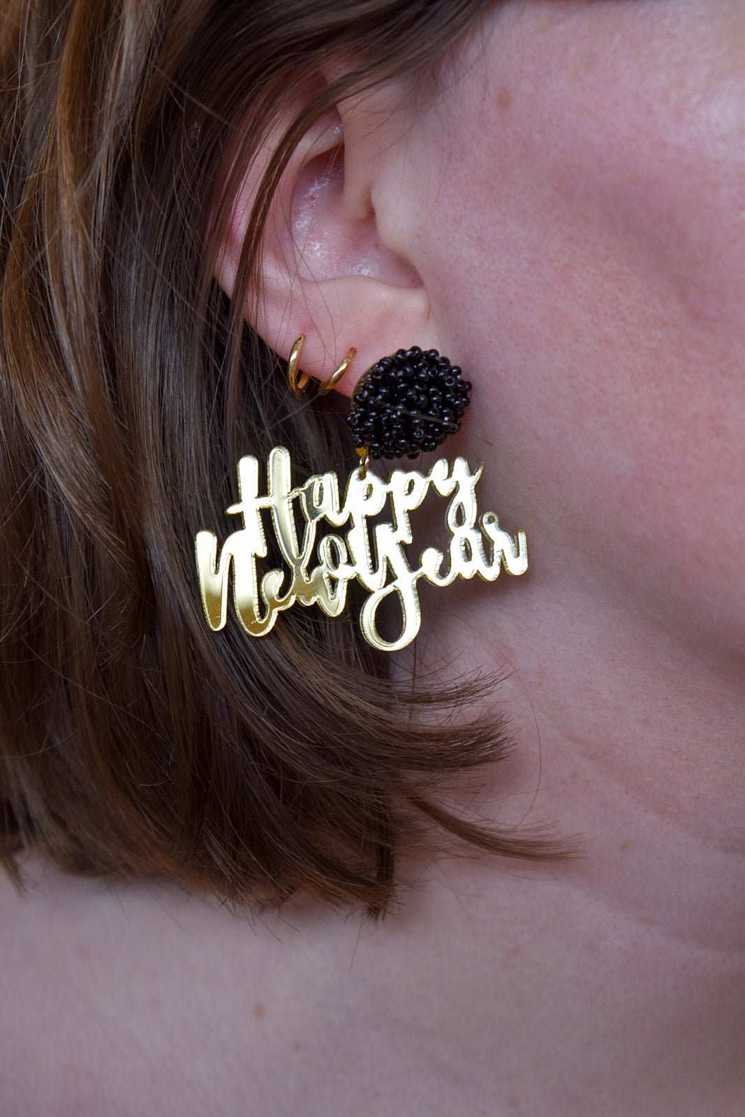 Happy New Year Resin Drop Earrings - The Pink Pineapple 850
